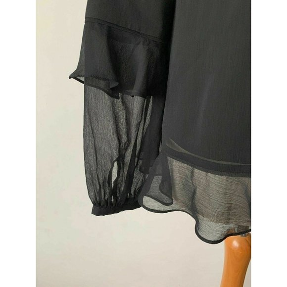 Sosandar Black Ruffle Sleeve High Neck Blouse Size 10 Key Hole Detail - Picture 2 of 5